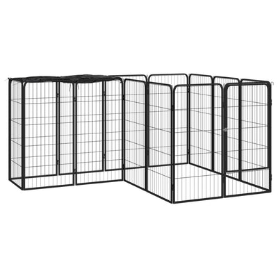 Vidaxl Dog Kennel 14 panneaux 50 x 100 cm en poudre et en acier noir