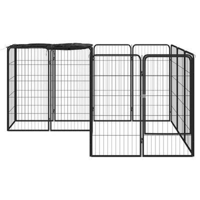 Vidaxl Dog Kennel 14 panneaux 50 x 100 cm en poudre et en acier noir