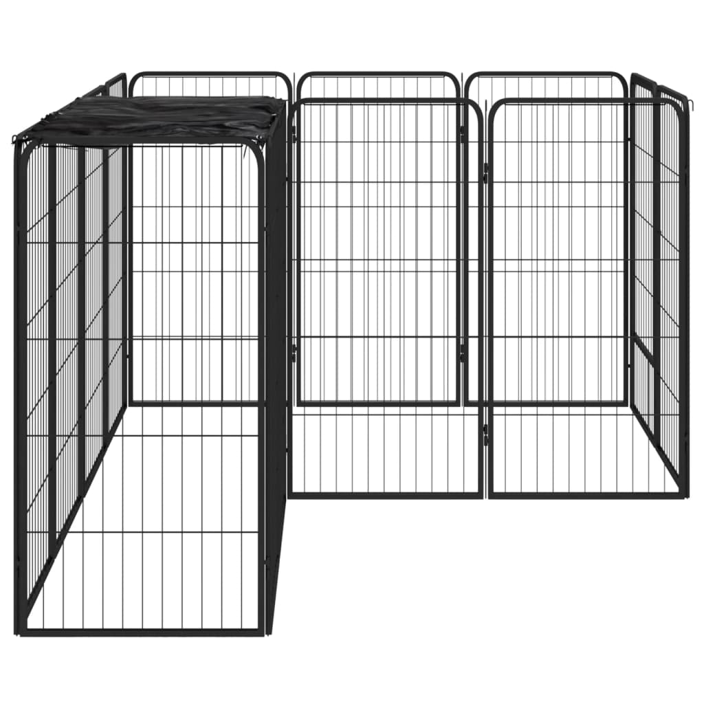 Vidaxl Dog Kennel 14 panneaux 50 x 100 cm en poudre et en acier noir