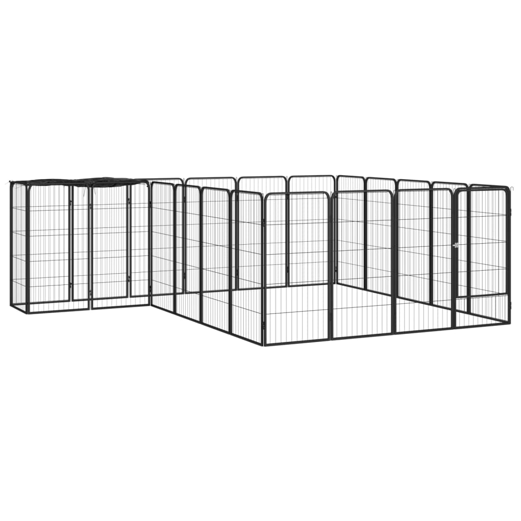 Vidaxl Dog Kennel 22 panneaux 50x100 cm en poudre et en acier noir