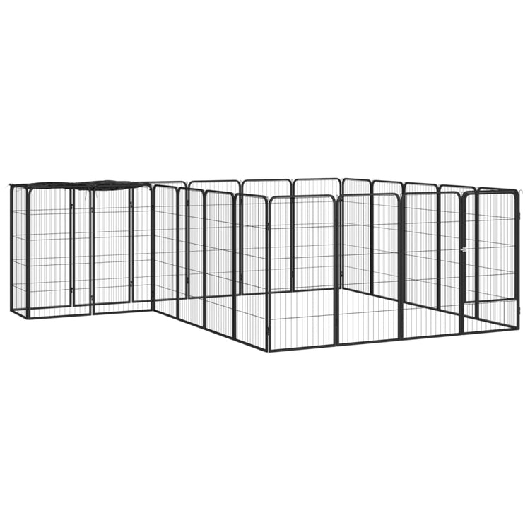 Vidaxl Dog Kennel 22 panneaux 50x100 cm en poudre et en acier noir
