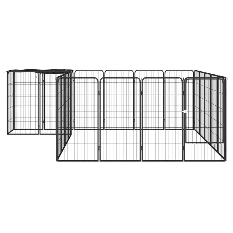 Vidaxl Dog Kennel 22 panneaux 50x100 cm en poudre et en acier noir