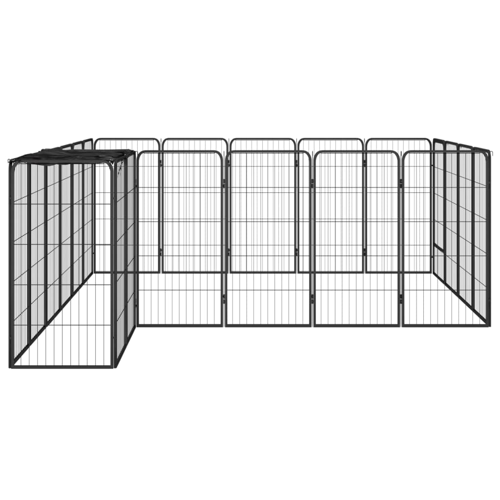 Vidaxl Dog Kennel 22 panneaux 50x100 cm en poudre et en acier noir