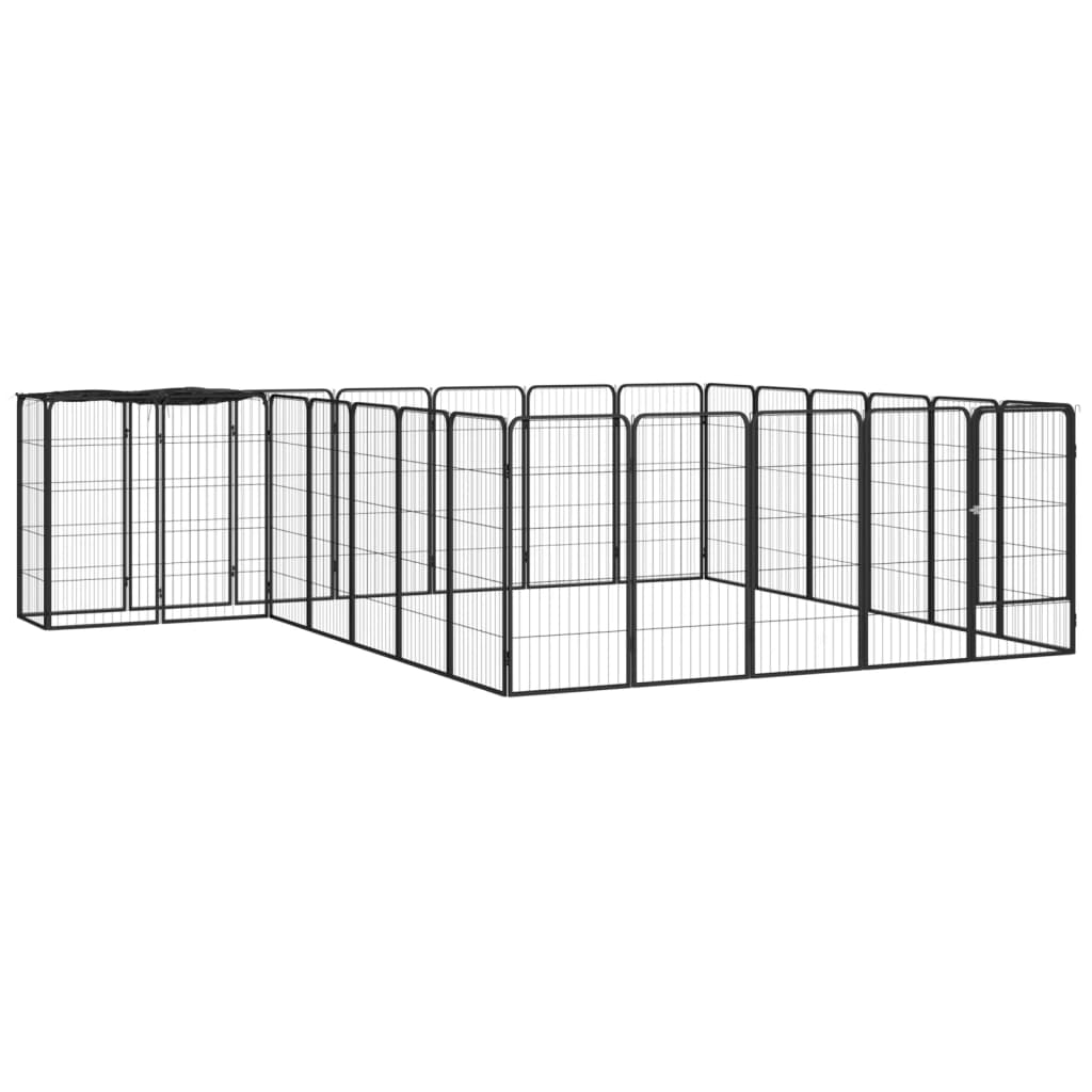 Vidaxl Dog Kennel 26 panneaux 50x100 cm en poudre - acier en acier noir