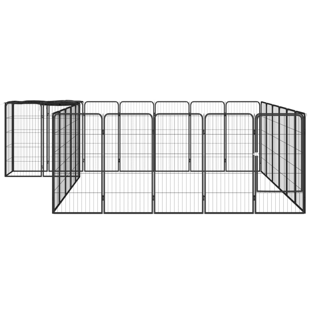 Vidaxl Dog Kennel 26 panneaux 50x100 cm en poudre - acier en acier noir