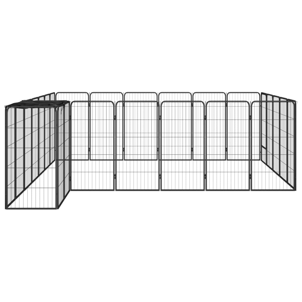 Vidaxl Dog Kennel 26 panneaux 50x100 cm en poudre - acier en acier noir