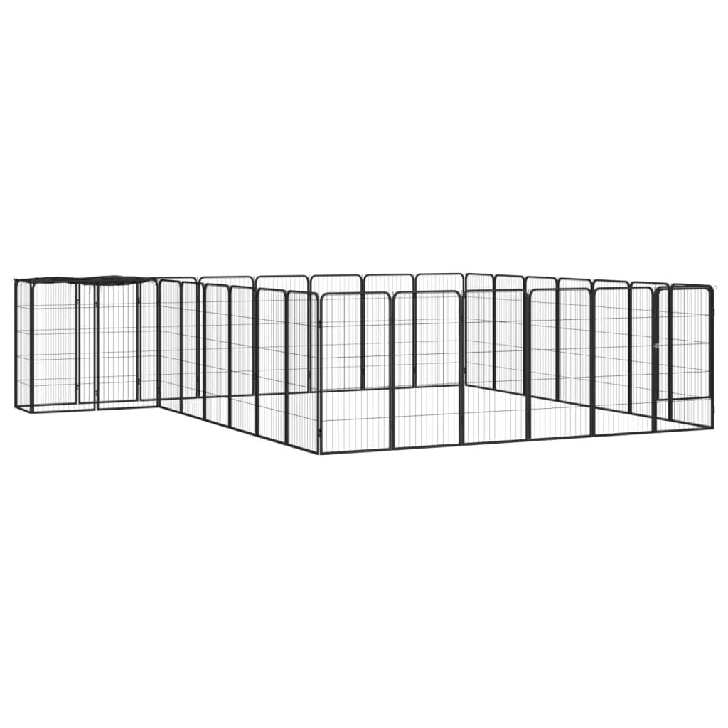 Vidaxl Dog Kennel 30 panneaux 50 x 100 cm en poudre et en acier noir