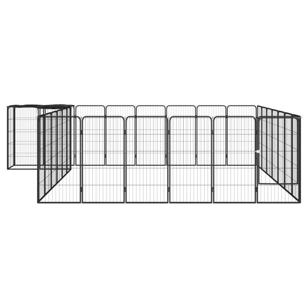 Vidaxl Dog Kennel 30 panneaux 50 x 100 cm en poudre et en acier noir
