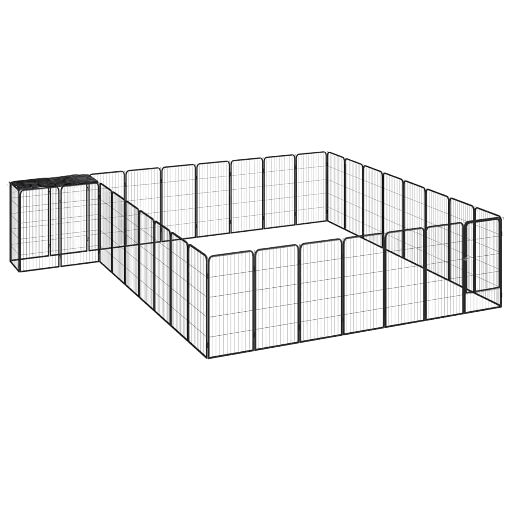 Vidaxl Dog Kennel 34 panneaux 50x100 cm en poudre en acier noir