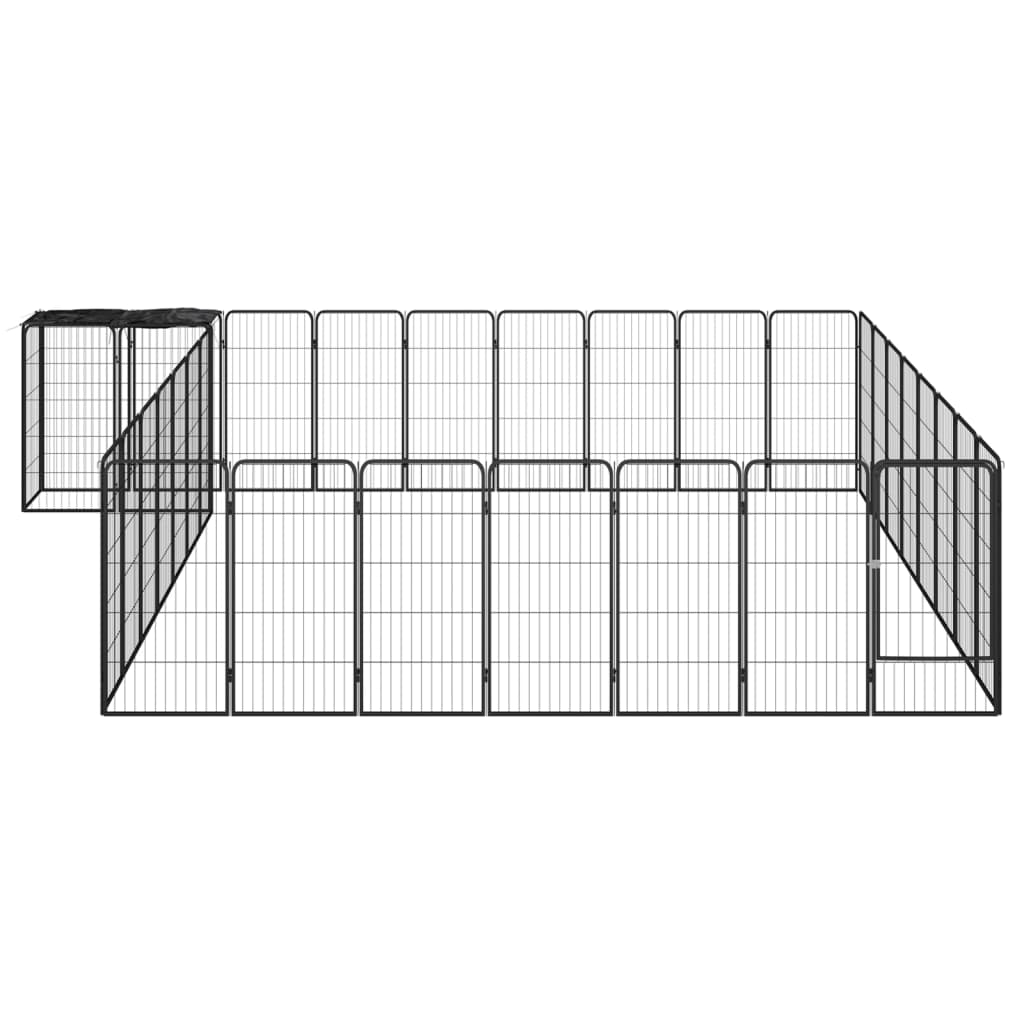 Vidaxl Dog Kennel 34 panneaux 50x100 cm en poudre en acier noir