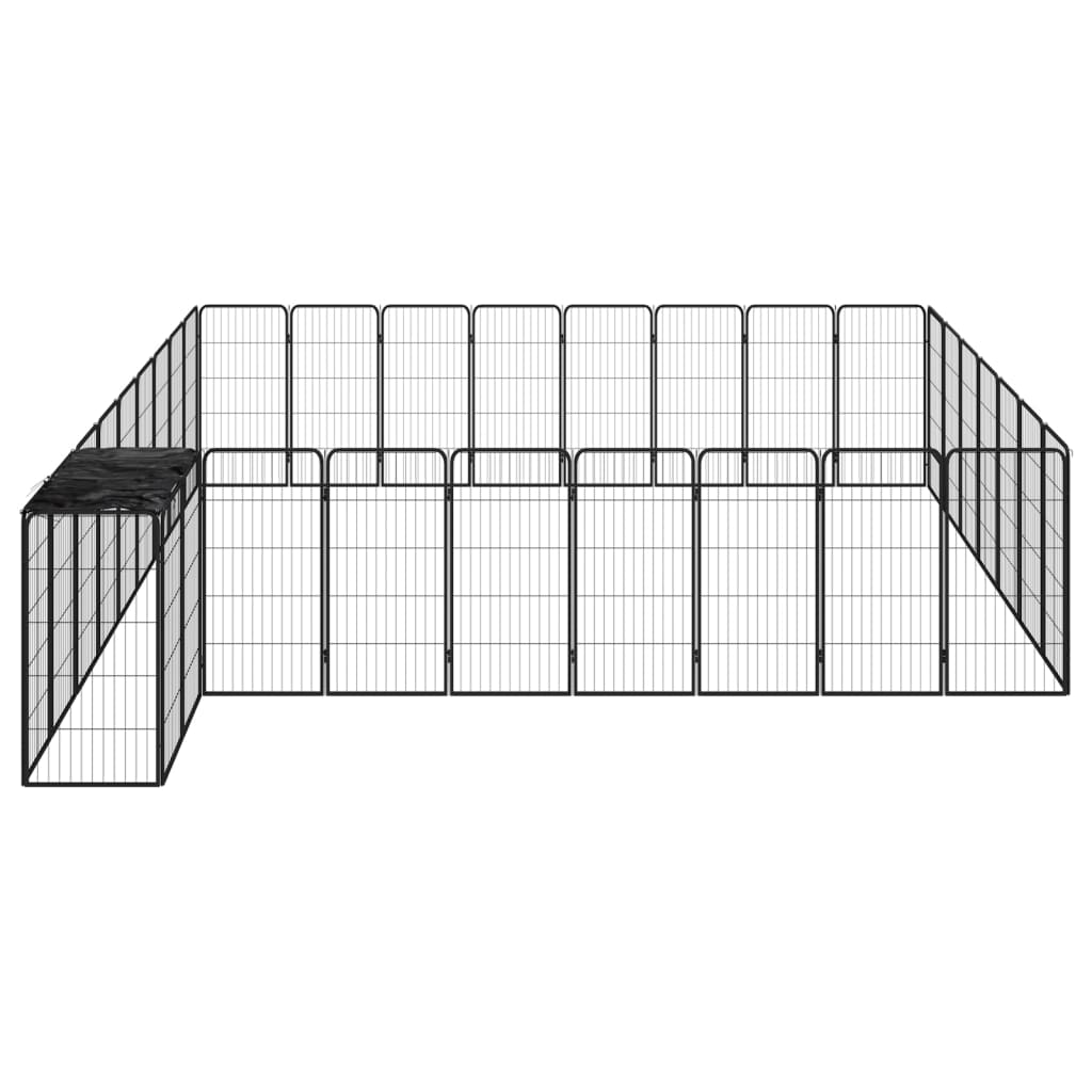 Vidaxl Dog Kennel 34 panneaux 50x100 cm en poudre en acier noir