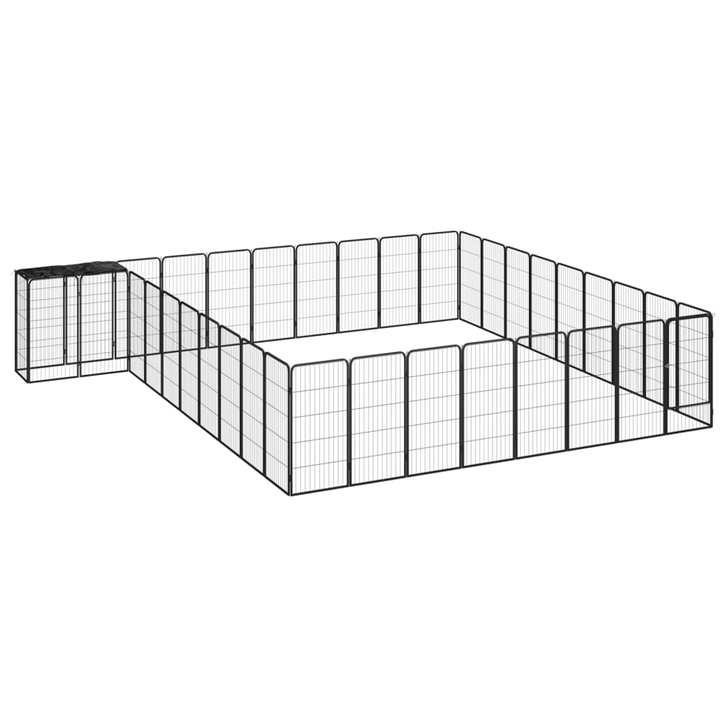 Vidaxl chien Kennel 38 panneaux 50x100 cm en poudre en acier noir