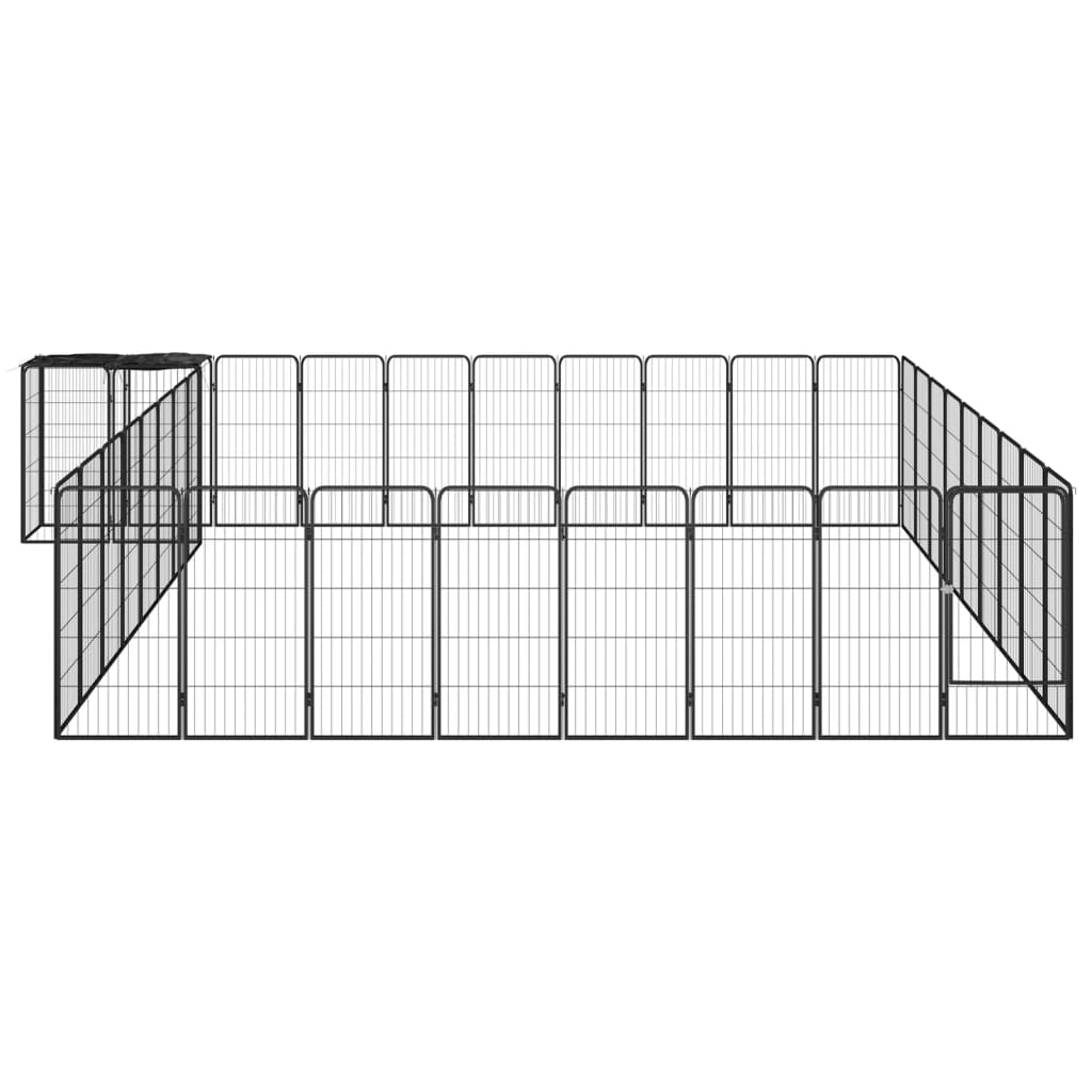Vidaxl chien Kennel 38 panneaux 50x100 cm en poudre en acier noir