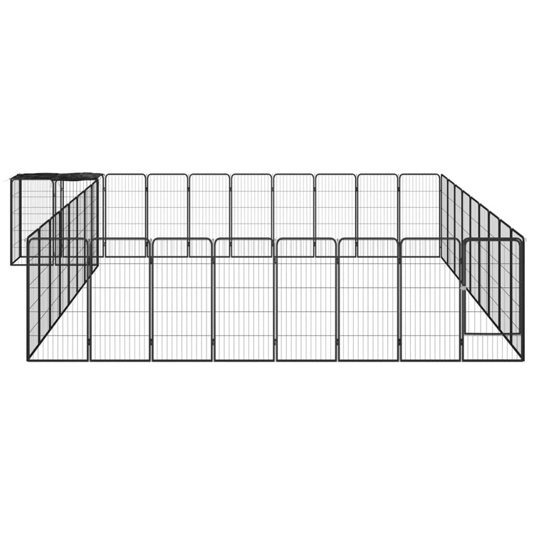 Vidaxl chien Kennel 38 panneaux 50x100 cm en poudre en acier noir