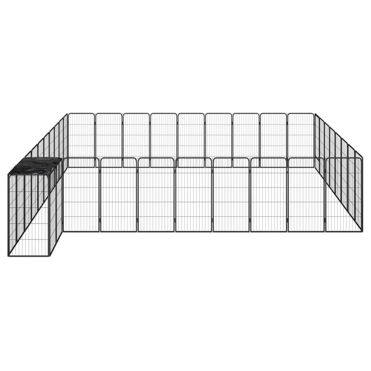 Vidaxl chien Kennel 38 panneaux 50x100 cm en poudre en acier noir