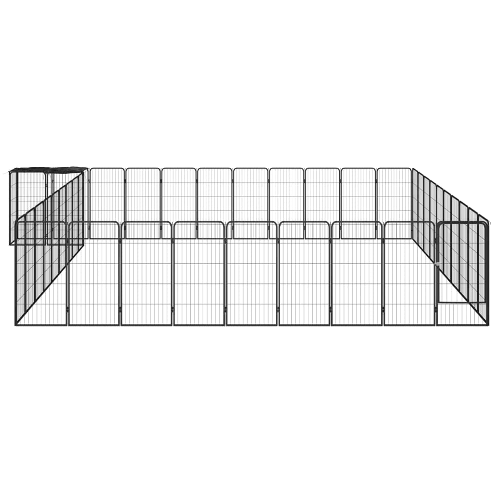 Vidaxl Dog Kennel 42 Panneaux 50x100 cm en poudre en acier noir