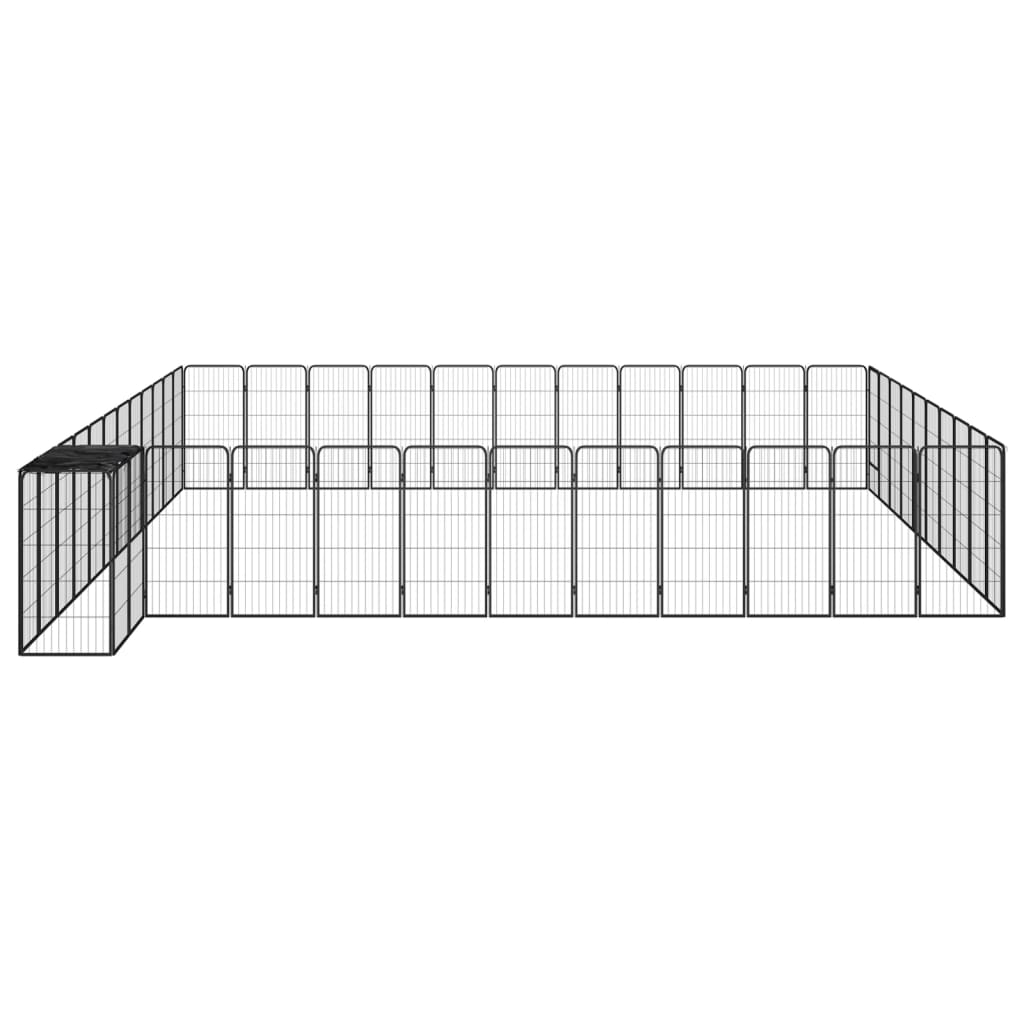 Vidaxl Dog Kennel 46 panneaux 50x100 cm en poudre en acier noir