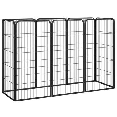 Vidaxl Dog Kennel 8 panneaux 50x100 cm en poudre - acier en acier noir