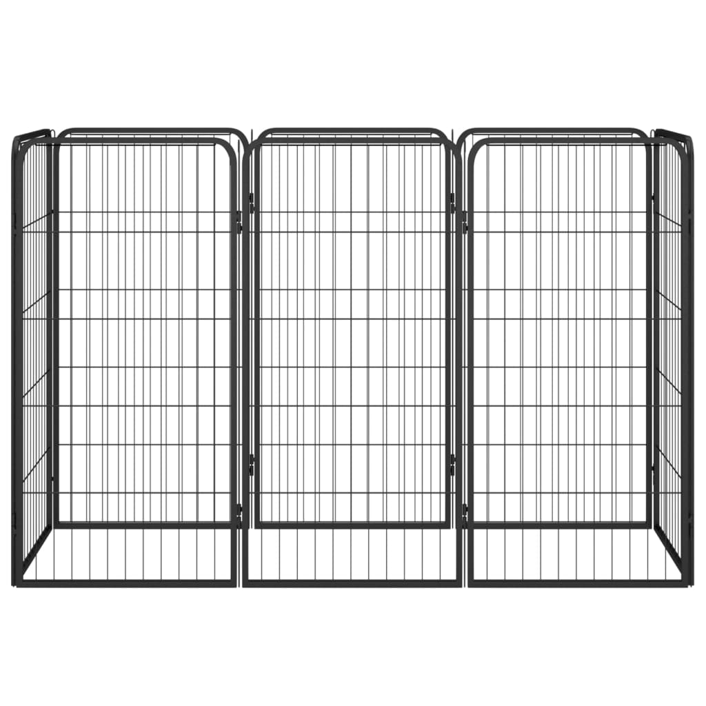 Vidaxl Dog Kennel 8 panneaux 50x100 cm en poudre - acier en acier noir