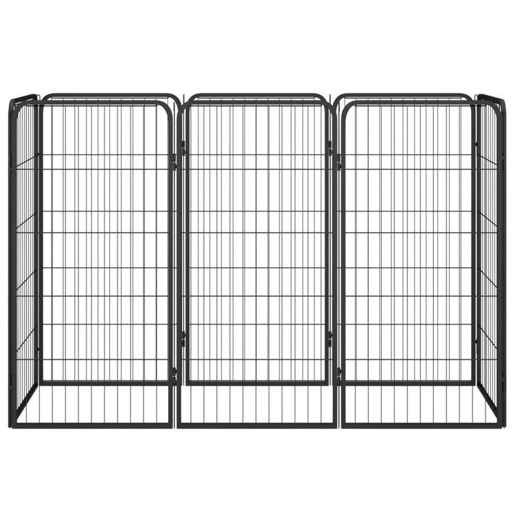 Vidaxl Dog Kennel 8 panneaux 50x100 cm en poudre - acier en acier noir