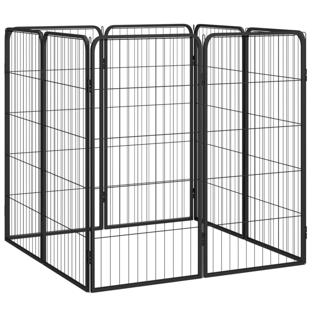 Vidaxl Dog Kennel 8 panneaux 50x100 cm en poudre - acier en acier noir