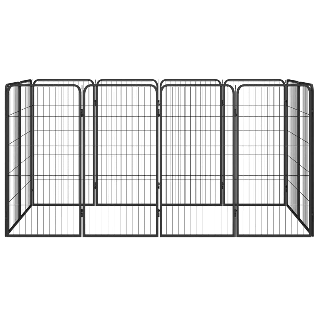 Vidaxl Dog Kennel 12 panneaux 50 x 100 cm en poudre et en acier noir