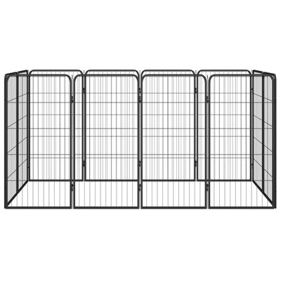 Vidaxl Dog Kennel 12 panneaux 50 x 100 cm en poudre et en acier noir