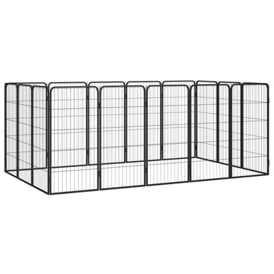 Vidaxl Dog Kennel 16 panneaux 50 x 100 cm en poudre et en acier noir
