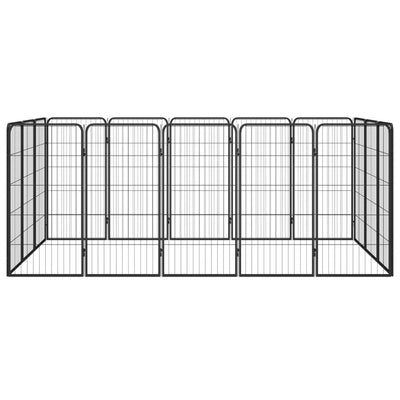 Vidaxl Dog Kennel 16 panneaux 50 x 100 cm en poudre et en acier noir