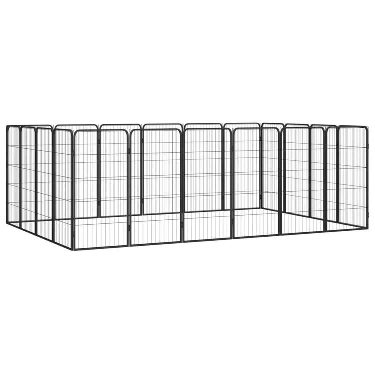 Vidaxl Dog Kennel 20 panneaux 50 x 100 cm en poudre et en acier noir