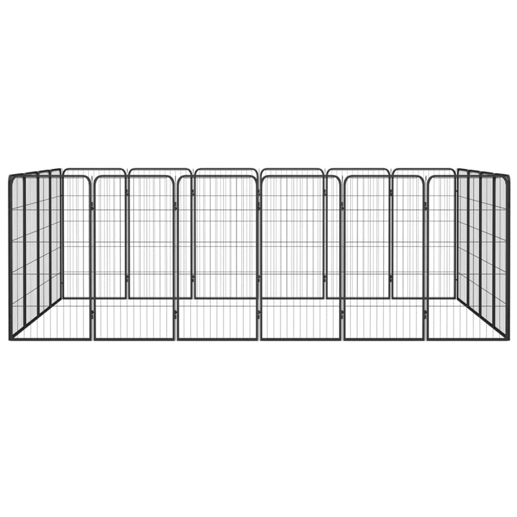 Vidaxl Dog Kennel 20 panneaux 50 x 100 cm en poudre et en acier noir