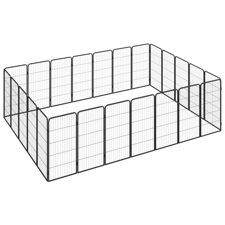 Vidaxl Dog Kennel 24 panneaux 50 x 100 cm en poudre et en acier noir