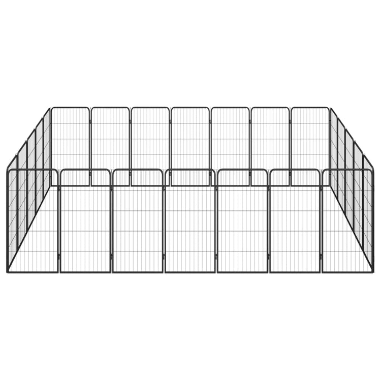 Vidaxl Dog Kennel 24 panneaux 50 x 100 cm en poudre et en acier noir