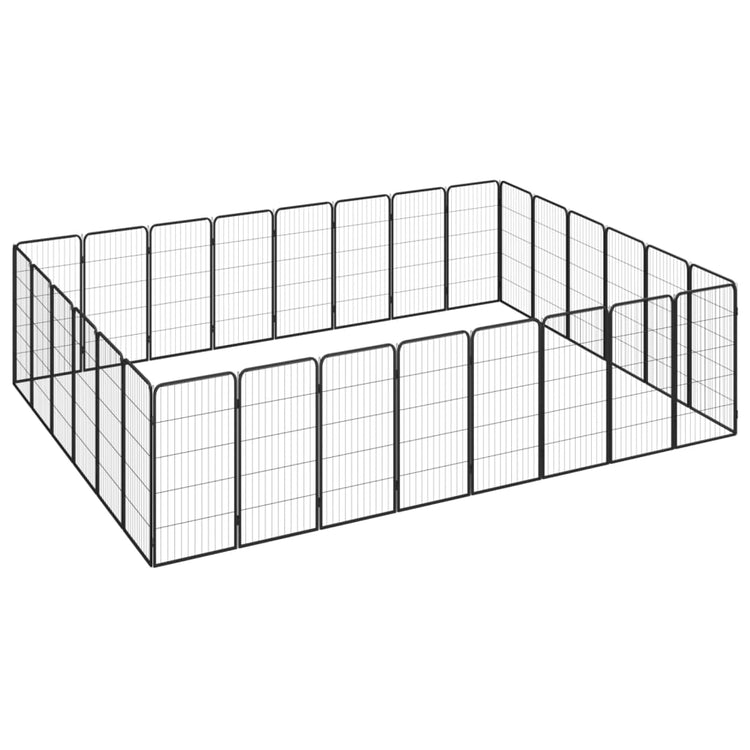 Vidaxl Dog Kennel 28 panneaux 50x100 cm en poudre - acier en acier noir