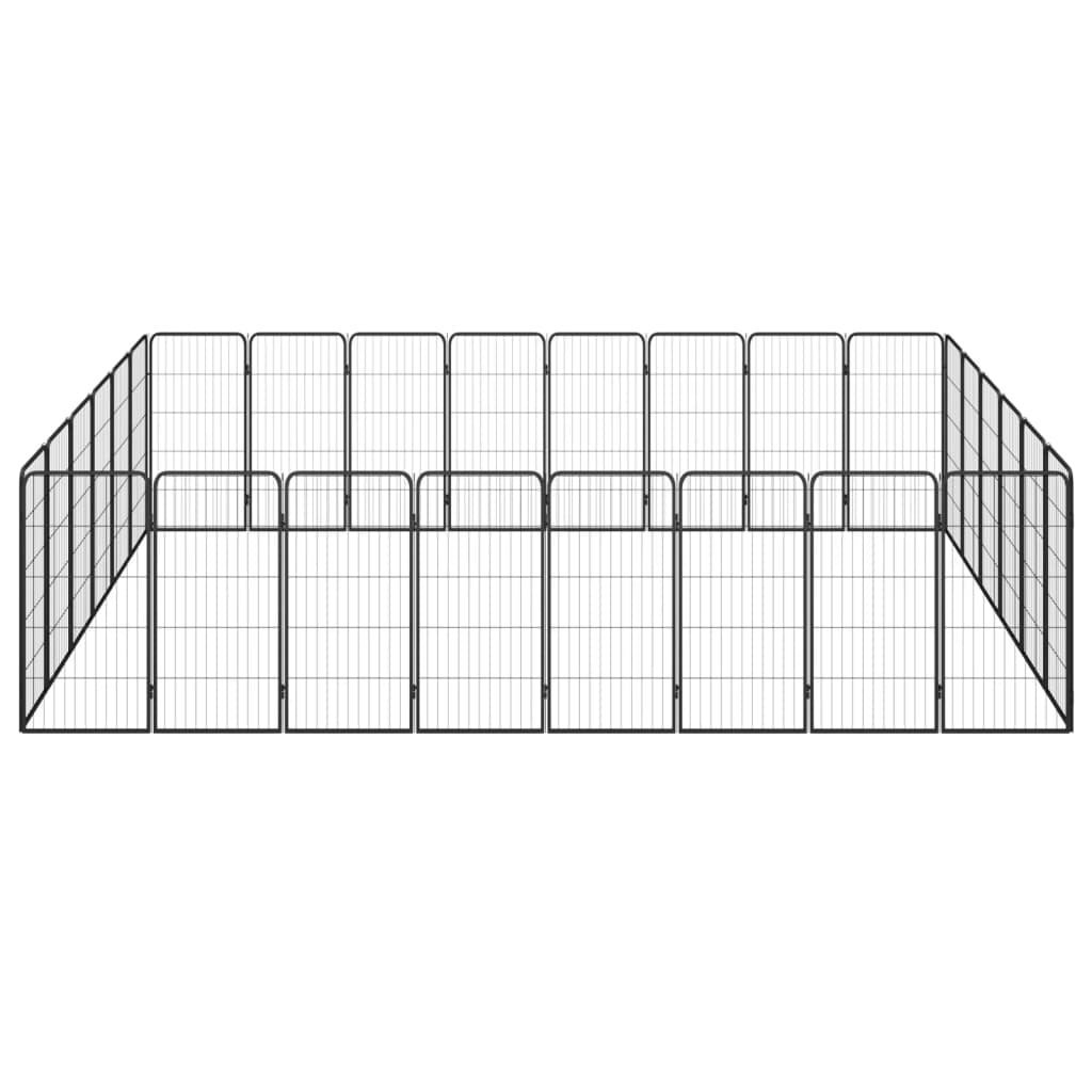 Vidaxl Dog Kennel 28 panneaux 50x100 cm en poudre - acier en acier noir