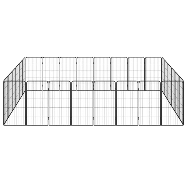 Vidaxl Dog Kennel 28 panneaux 50x100 cm en poudre - acier en acier noir