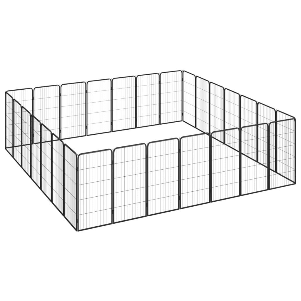 Vidaxl Dog Kennel 28 panneaux 50x100 cm en poudre - acier en acier noir