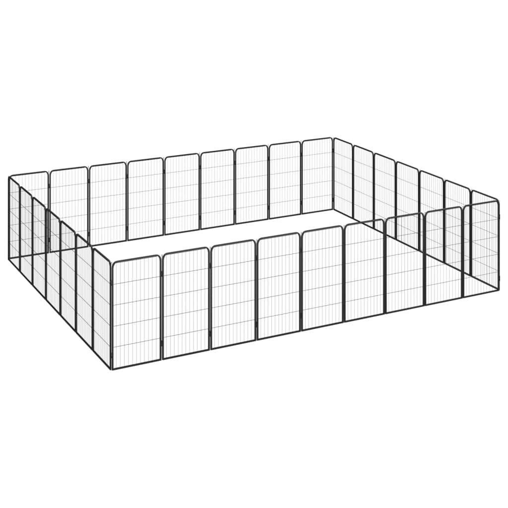 Vidaxl Dog Kennel 32 panneaux 50 x 100 cm en poudre en acier noir