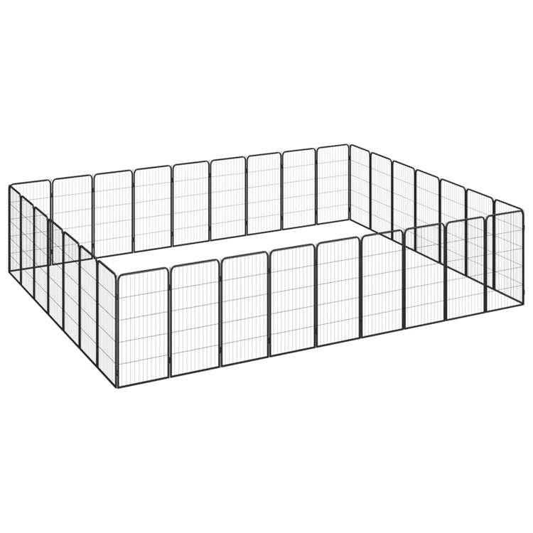 Vidaxl Dog Kennel 32 panneaux 50 x 100 cm en poudre en acier noir
