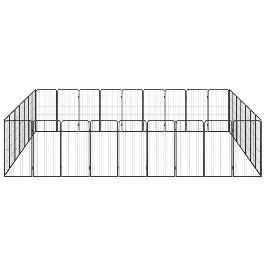 Vidaxl Dog Kennel 32 panneaux 50 x 100 cm en poudre en acier noir