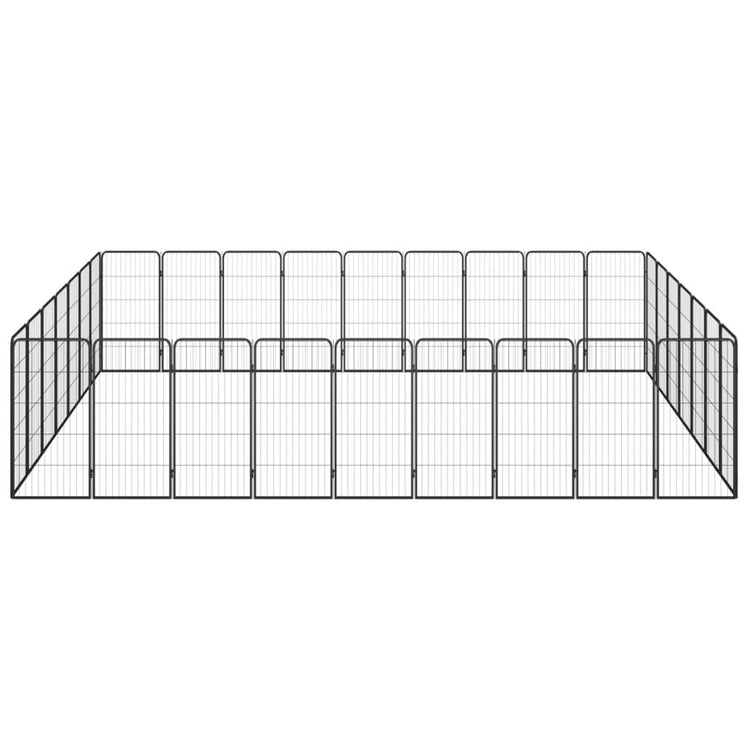 Vidaxl Dog Kennel 32 panneaux 50 x 100 cm en poudre en acier noir