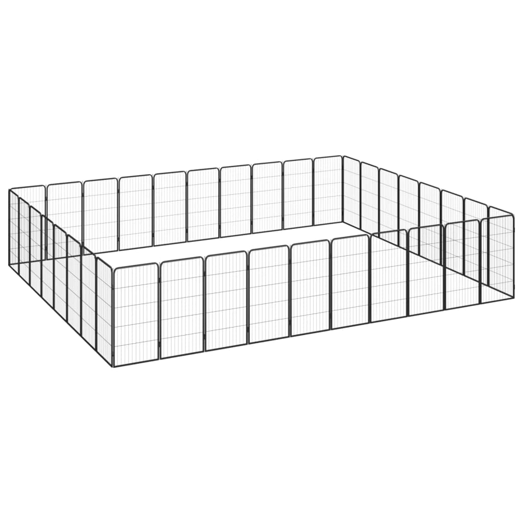 Vidaxl Dog Kennel 36 panneaux 50 x 100 cm en poudre et en acier noir