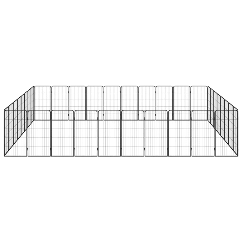 Vidaxl Dog Kennel 36 panneaux 50 x 100 cm en poudre et en acier noir