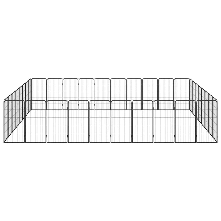 Vidaxl Dog Kennel 36 panneaux 50 x 100 cm en poudre et en acier noir
