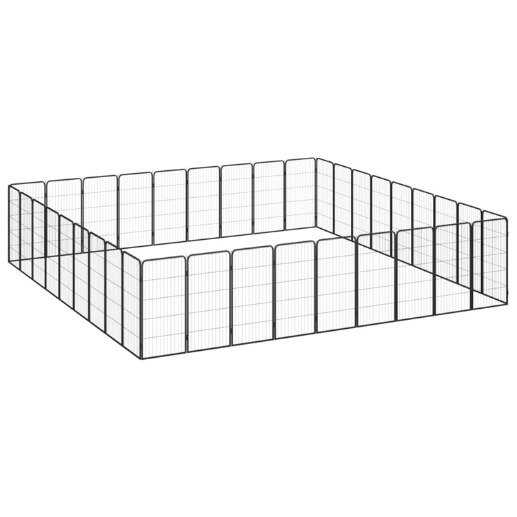 Vidaxl Dog Kennel 36 panneaux 50 x 100 cm en poudre et en acier noir