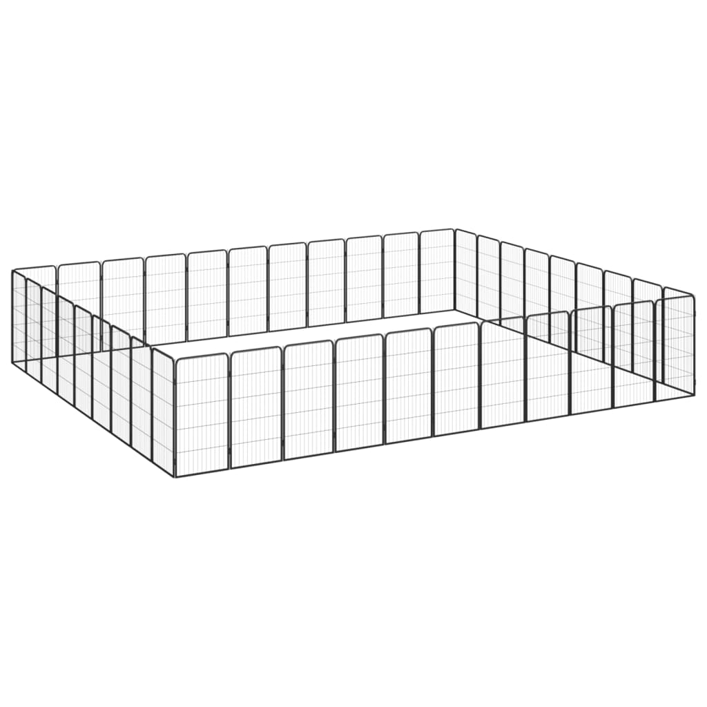 Vidaxl Dog Kennel 40 panneaux 50 x 100 cm en poudre et en acier noir