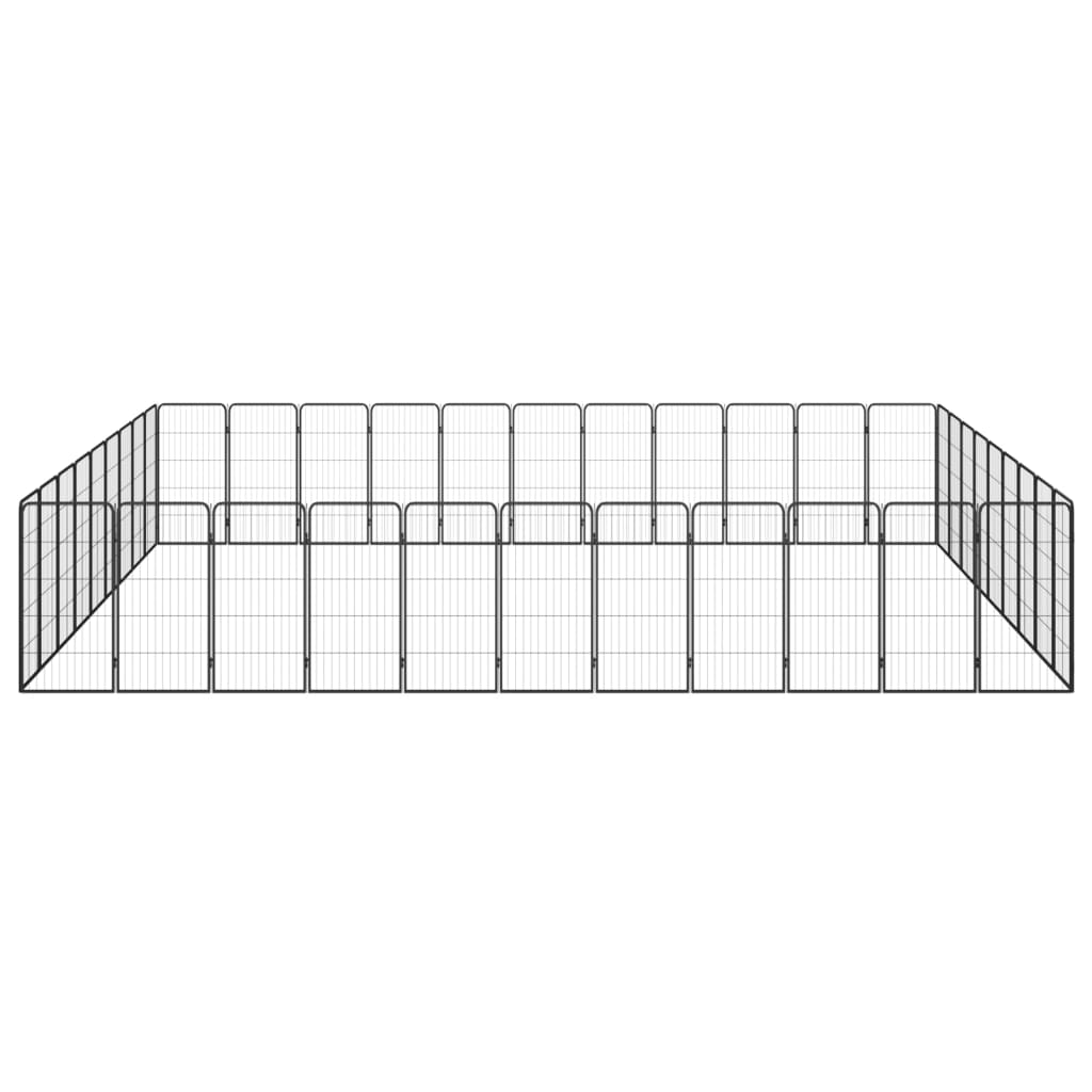 Vidaxl Dog Kennel 40 panneaux 50 x 100 cm en poudre et en acier noir