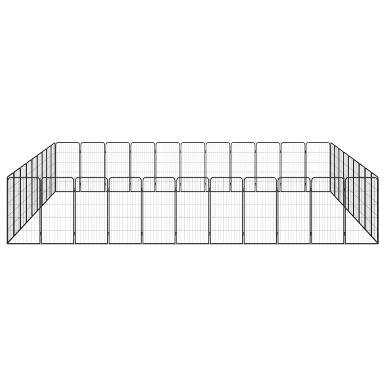 Vidaxl Dog Kennel 40 panneaux 50 x 100 cm en poudre et en acier noir