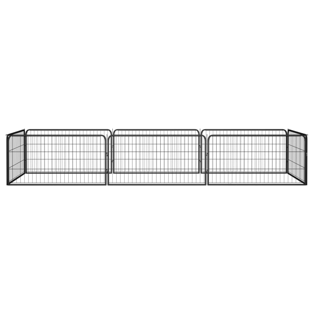 Vidaxl Dog Kennel 8 panneaux 100x50 cm en poudre - en acier noir