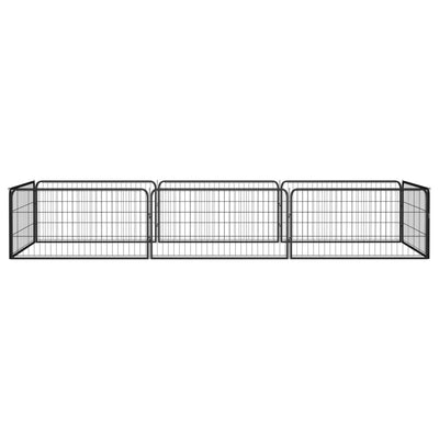 Vidaxl Dog Kennel 8 panneaux 100x50 cm en poudre - en acier noir
